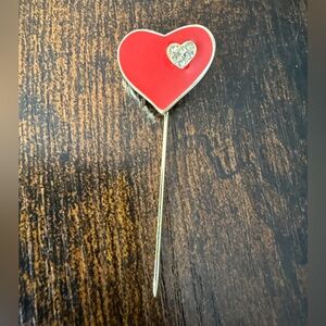 Red Heart Crystal Accent Pin - Women Jewelry